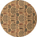 Round Oriental Brown Industrial Rug, urb1116brn