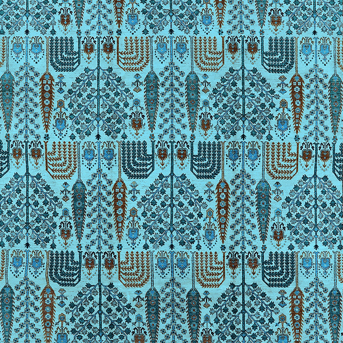 Machine Washable Oriental Light Blue Industrial Rug, wshurb1116lblu