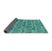 Sideview of Oriental Turquoise Industrial Rug, urb1116turq