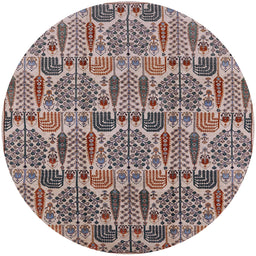 Round Mid-Century Modern Rose Pink Oriental Rug, urb1116