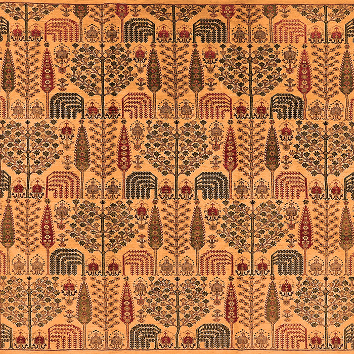 Square Machine Washable Oriental Orange Industrial Area Rugs, wshurb1116org