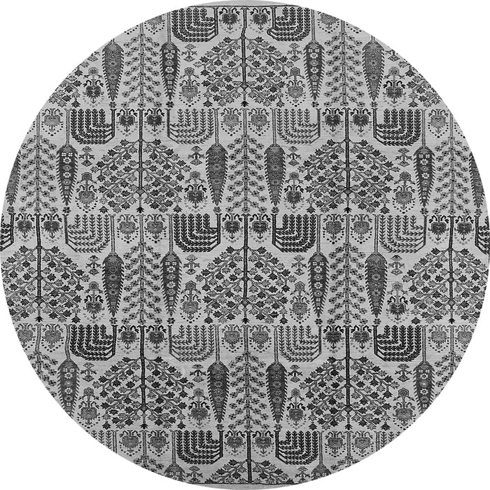 Round Oriental Gray Industrial Rug, urb1116gry