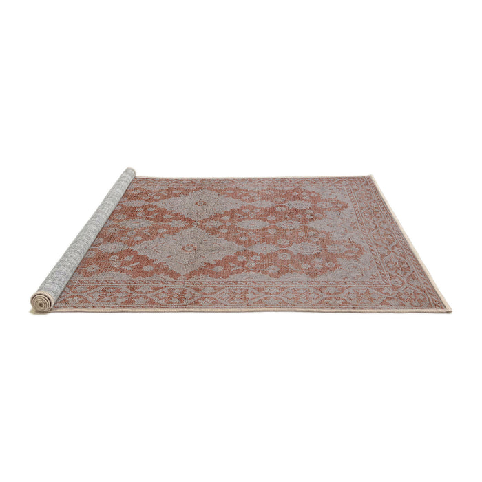 Sideview of Machine Washable Industrial Modern Khaki Rose Pink Rug, wshurb1117