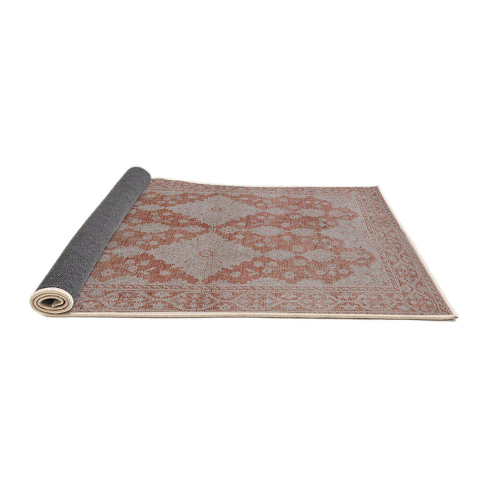 Sideview of Mid-Century Modern Khaki Rose Pink Oriental Rug, urb1117
