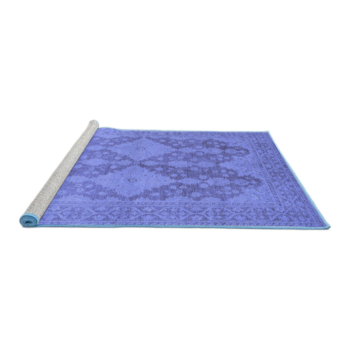 Sideview of Machine Washable Oriental Blue Industrial Rug, wshurb1117blu
