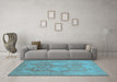 Machine Washable Oriental Light Blue Industrial Rug in a Living Room, wshurb1117lblu