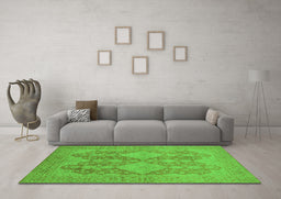 Machine Washable Oriental Green Industrial Area Rugs in a Living Room,, wshurb1117grn