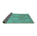 Sideview of Oriental Turquoise Industrial Rug, urb1117turq