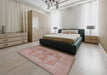 Machine Washable Industrial Modern Khaki Rose Pink Rug in a Bedroom, wshurb1117