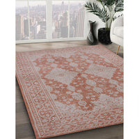 Mid-Century Modern Khaki Rose Pink Oriental Rug, urb1117