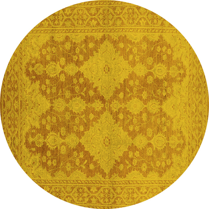 Round Oriental Yellow Industrial Rug, urb1117yw