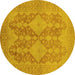 Round Oriental Yellow Industrial Rug, urb1117yw