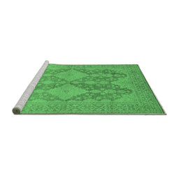 Sideview of Machine Washable Oriental Emerald Green Industrial Area Rugs, wshurb1117emgrn