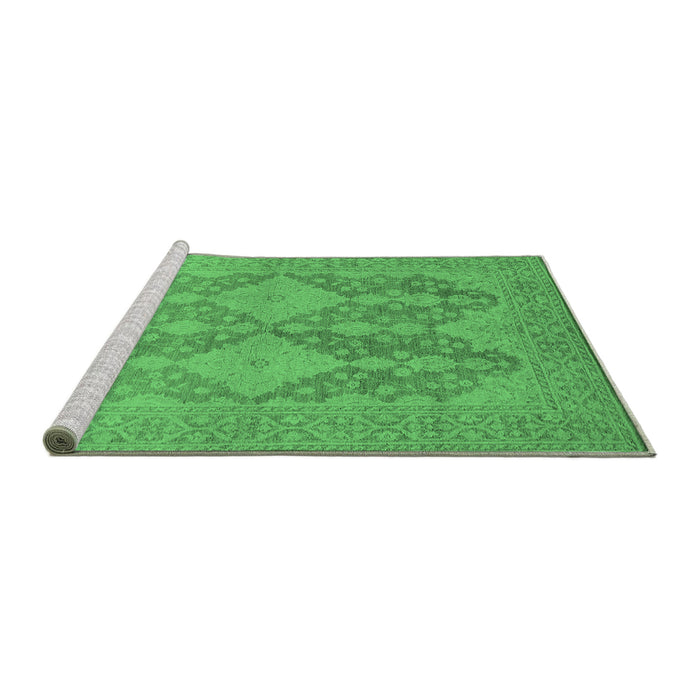 Sideview of Machine Washable Oriental Emerald Green Industrial Area Rugs, wshurb1117emgrn