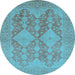 Round Oriental Light Blue Industrial Rug, urb1117lblu