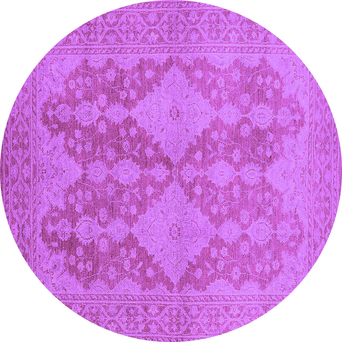 Round Oriental Purple Industrial Rug, urb1117pur