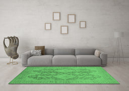 Machine Washable Oriental Emerald Green Industrial Area Rugs in a Living Room,, wshurb1117emgrn