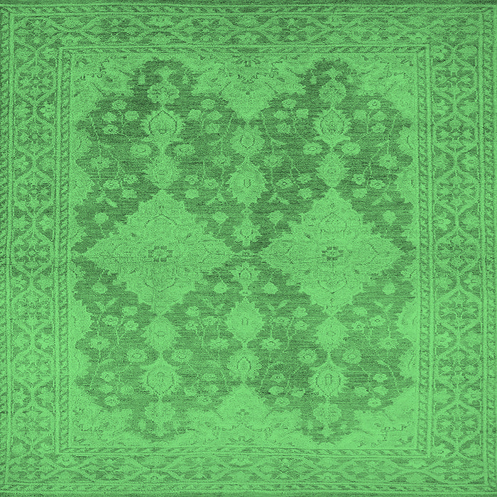 Square Machine Washable Oriental Emerald Green Industrial Area Rugs, wshurb1117emgrn