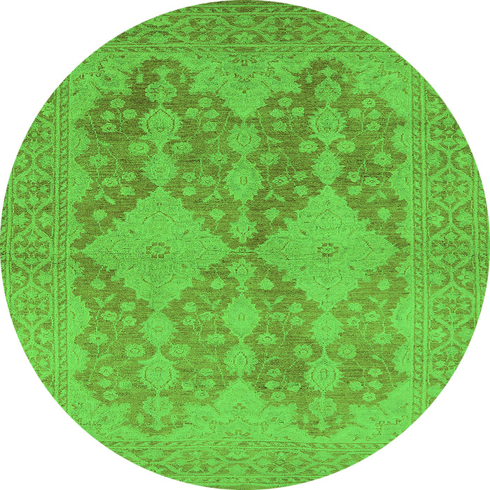Round Oriental Green Industrial Rug, urb1117grn