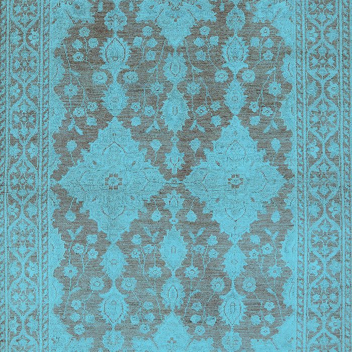Machine Washable Oriental Light Blue Industrial Rug, wshurb1117lblu