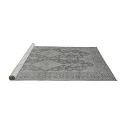 Sideview of Machine Washable Oriental Gray Industrial Rug, wshurb1117gry