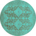 Round Oriental Turquoise Industrial Rug, urb1117turq