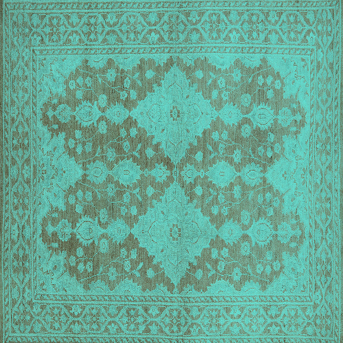Square Machine Washable Oriental Turquoise Industrial Area Rugs, wshurb1117turq