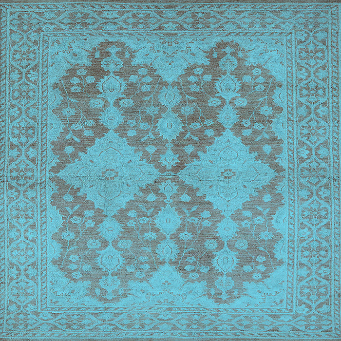 Square Machine Washable Oriental Light Blue Industrial Rug, wshurb1117lblu