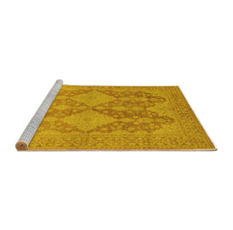 Sideview of Machine Washable Oriental Yellow Industrial Rug, wshurb1117yw