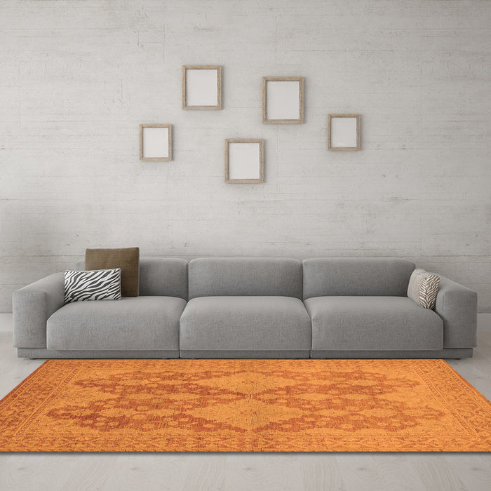Machine Washable Oriental Orange Industrial Area Rugs in a Living Room, wshurb1117org