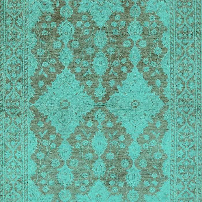 Machine Washable Oriental Turquoise Industrial Area Rugs, wshurb1117turq