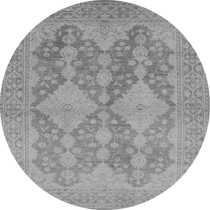 Round Machine Washable Oriental Gray Industrial Rug, wshurb1117gry