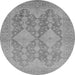 Round Machine Washable Oriental Gray Industrial Rug, wshurb1117gry