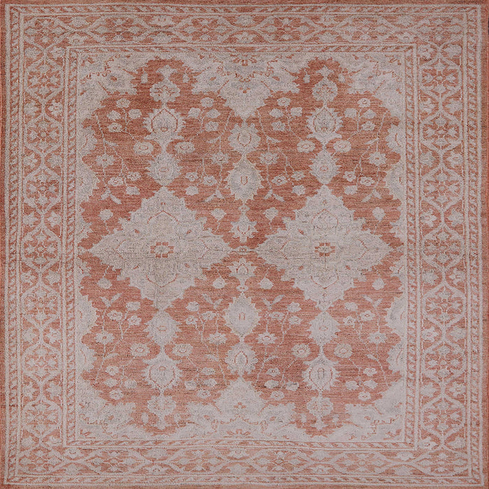 Square Machine Washable Industrial Modern Khaki Rose Pink Rug, wshurb1117