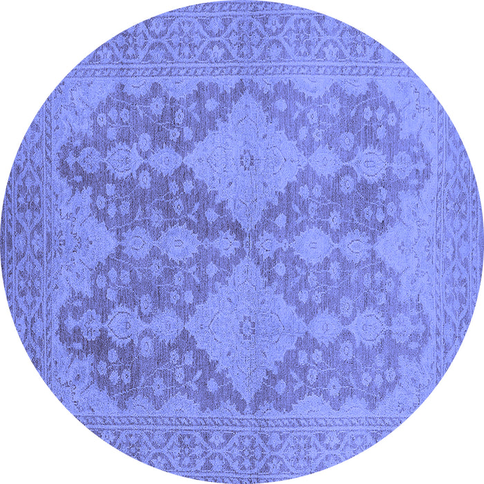 Round Oriental Blue Industrial Rug, urb1117blu