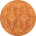 Round Machine Washable Oriental Orange Industrial Area Rugs, wshurb1117org