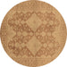 Round Oriental Brown Industrial Rug, urb1117brn