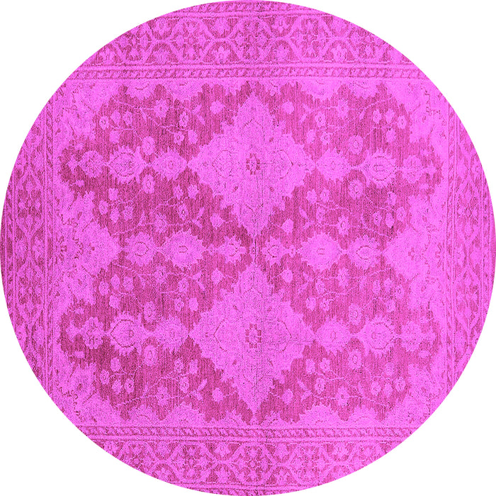 Round Machine Washable Oriental Pink Industrial Rug, wshurb1117pnk