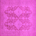 Square Machine Washable Oriental Pink Industrial Rug, wshurb1117pnk