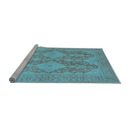Sideview of Machine Washable Oriental Light Blue Industrial Rug, wshurb1117lblu