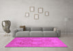 Machine Washable Oriental Pink Industrial Rug in a Living Room, wshurb1117pnk