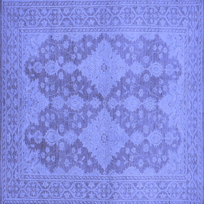 Square Machine Washable Oriental Blue Industrial Rug, wshurb1117blu