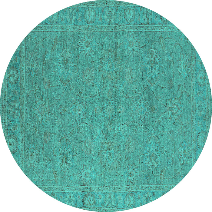 Round Oriental Turquoise Industrial Rug, urb1118turq