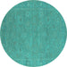 Round Oriental Turquoise Industrial Rug, urb1118turq