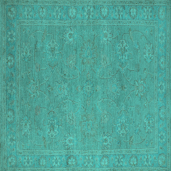 Square Oriental Turquoise Industrial Rug, urb1118turq