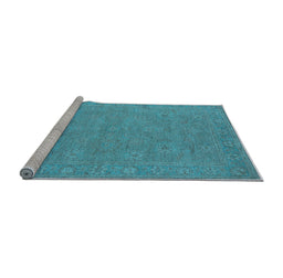 Sideview of Machine Washable Oriental Light Blue Industrial Rug, wshurb1118lblu
