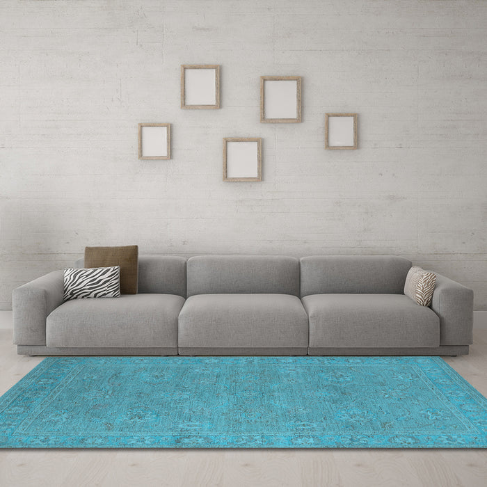 Machine Washable Oriental Light Blue Industrial Rug in a Living Room, wshurb1118lblu