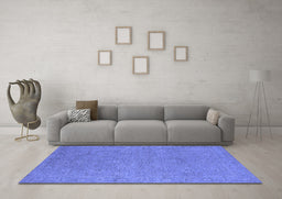 Machine Washable Oriental Blue Industrial Rug in a Living Room, wshurb1118blu