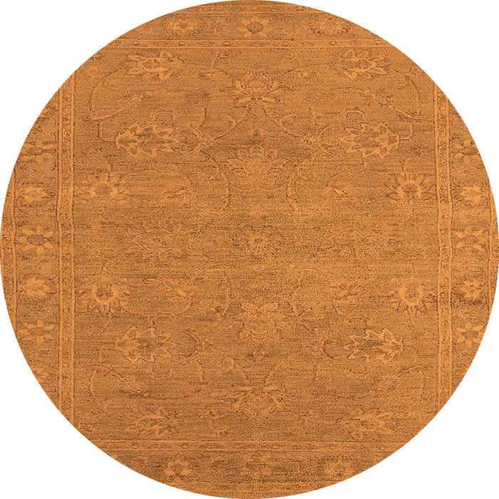 Round Oriental Orange Industrial Rug, urb1118org