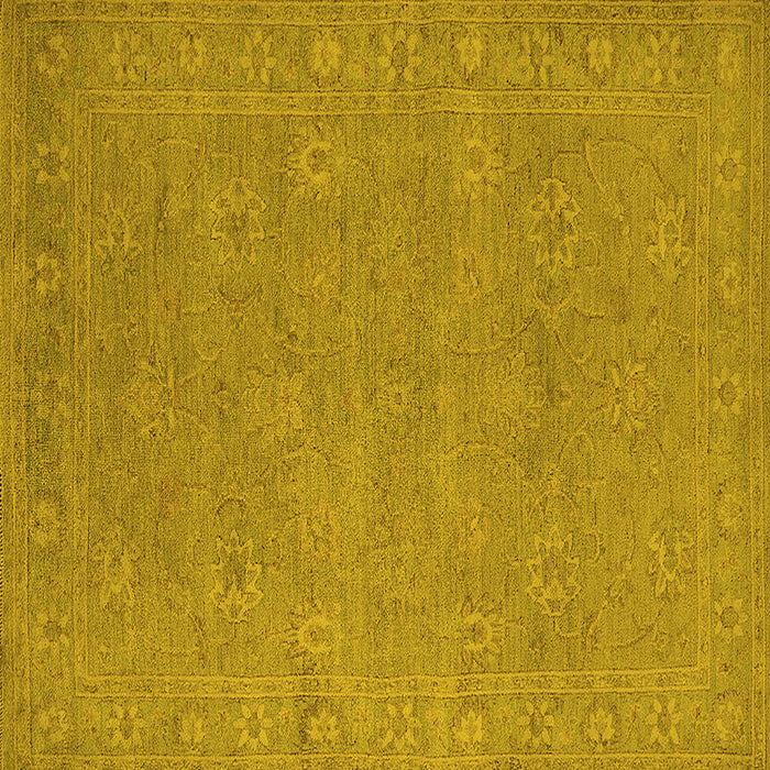 Square Machine Washable Oriental Yellow Industrial Rug, wshurb1118yw